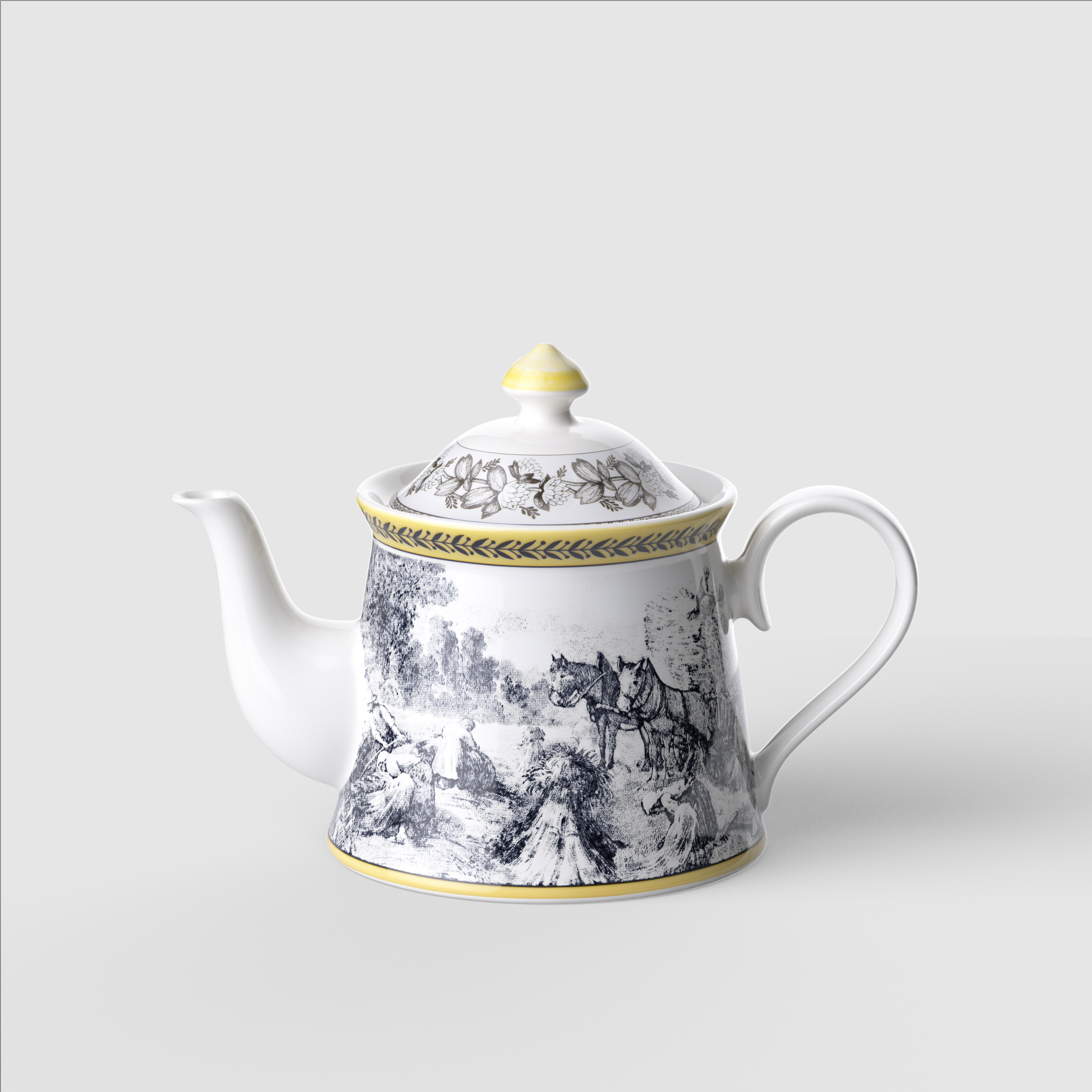 Audun Teapot Multi-colored, 33.9 oz, Premium Porcelain