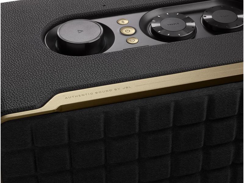 JBL Bluetooth Speaker Authentics 300 Schwarz Tragbarer Smart-Home-Lautsprecher mit WLAN, Bluetooth und Sprachassistent im Retro-Design