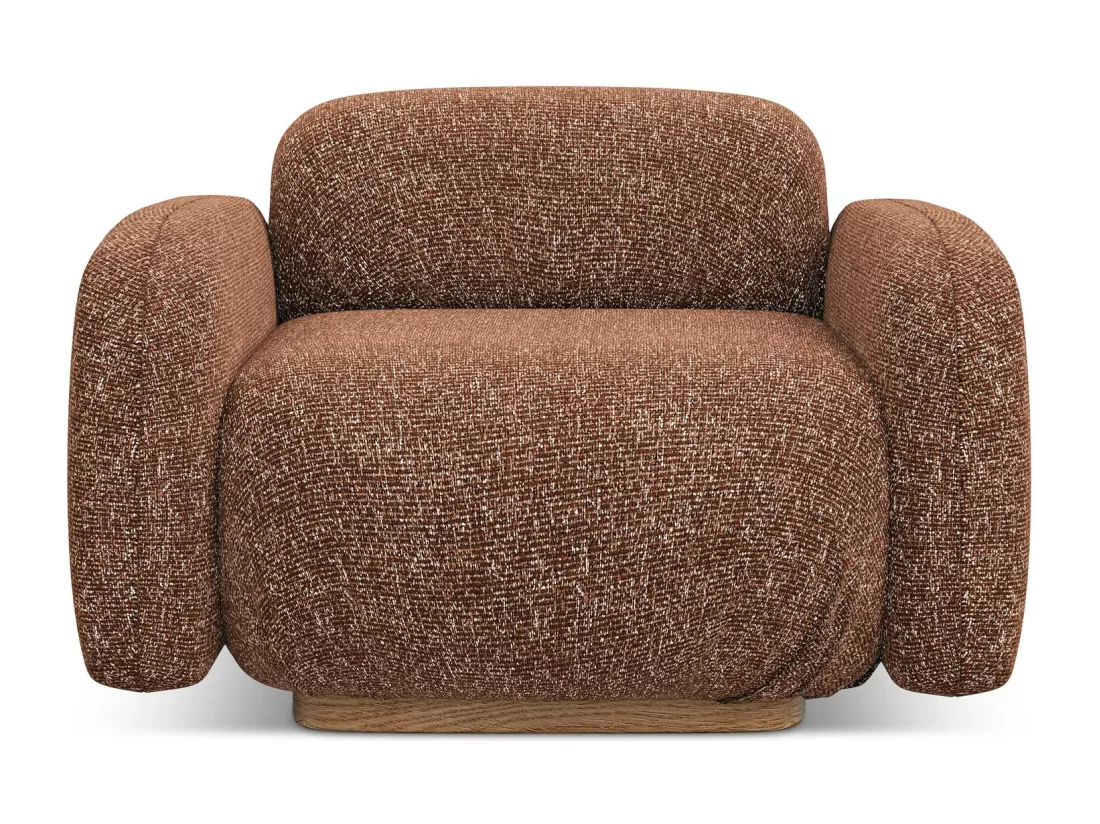 Fauteuil en tissu texturé - terre cuite - AILANI
