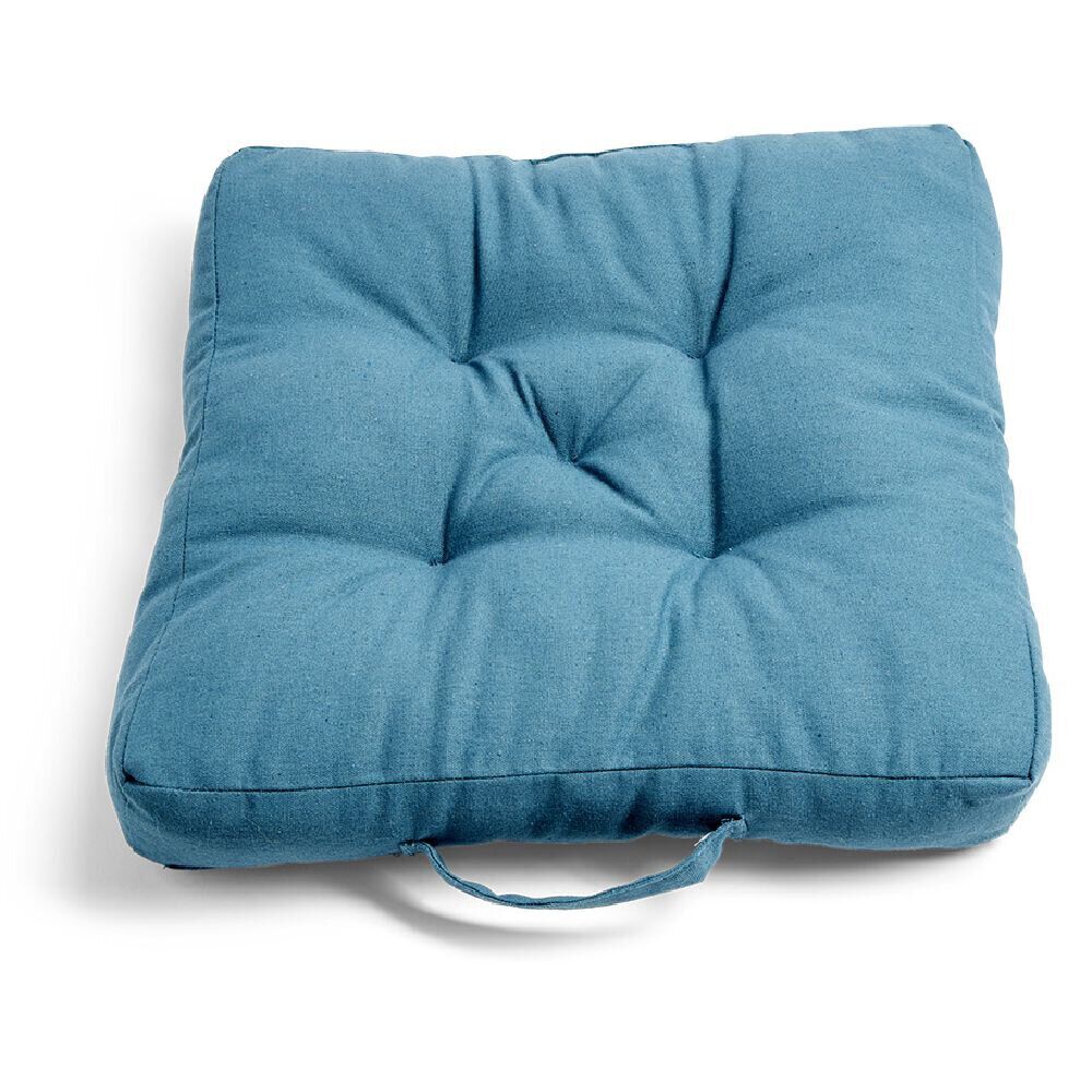 Coussin de sol 45x45cm imprimé géométrique bleu