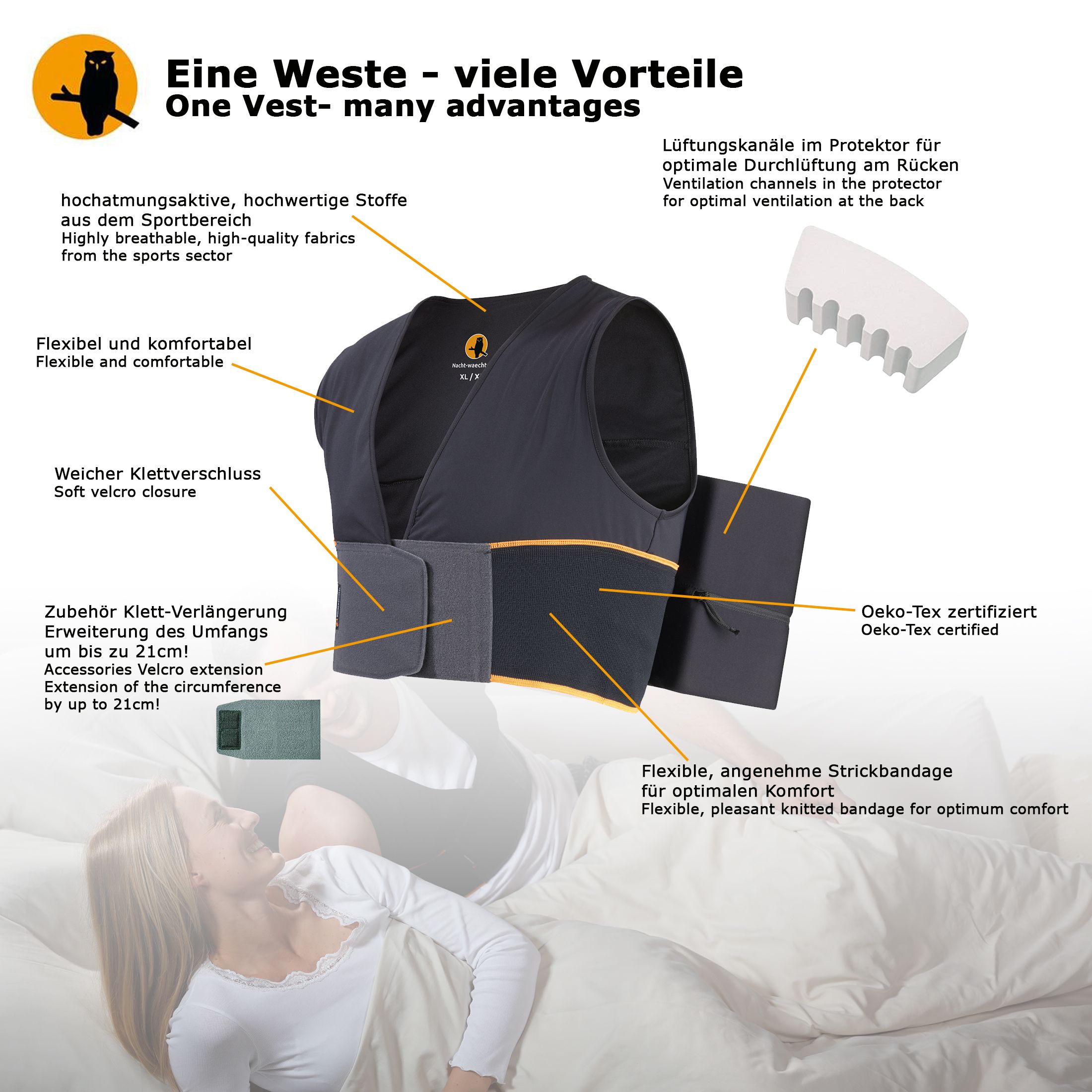 Nachtwaechter Schlafweste + Reisetasche