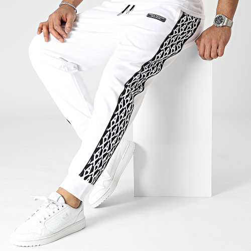 Pantalon Jogging A Bandes 3RZPLA-ZJGFZ Blanc