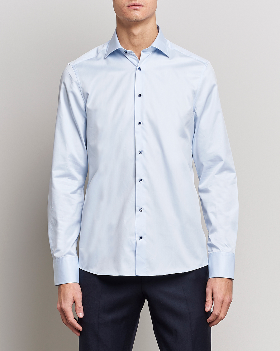 Stenströms Slimline Cut Away Contrast Shirt Blue