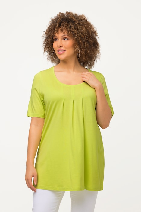 T-Shirt, Zierfalten, A-Linie, Rundhals, Halbarm, Modal
