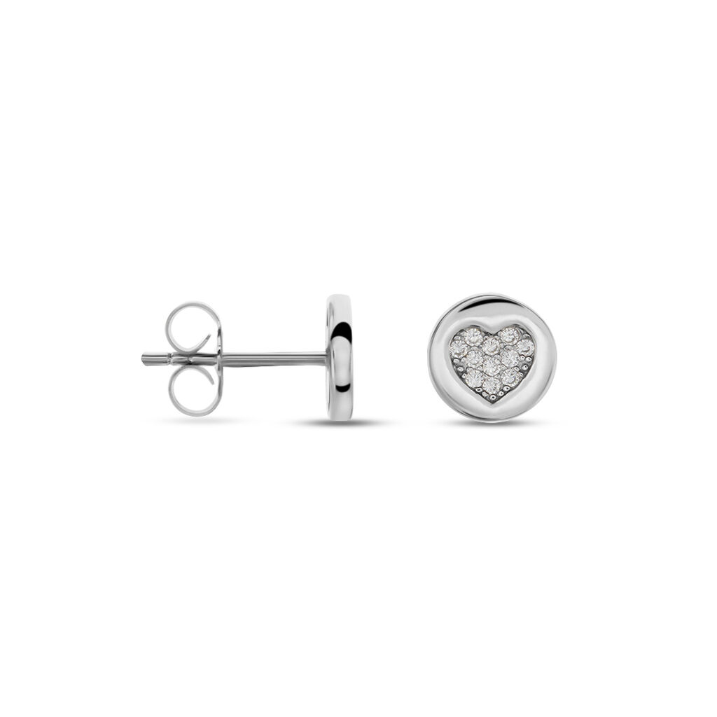 Boucles D'oreilles Puces Argent Blanc Chaker Oxydes De Zirconium