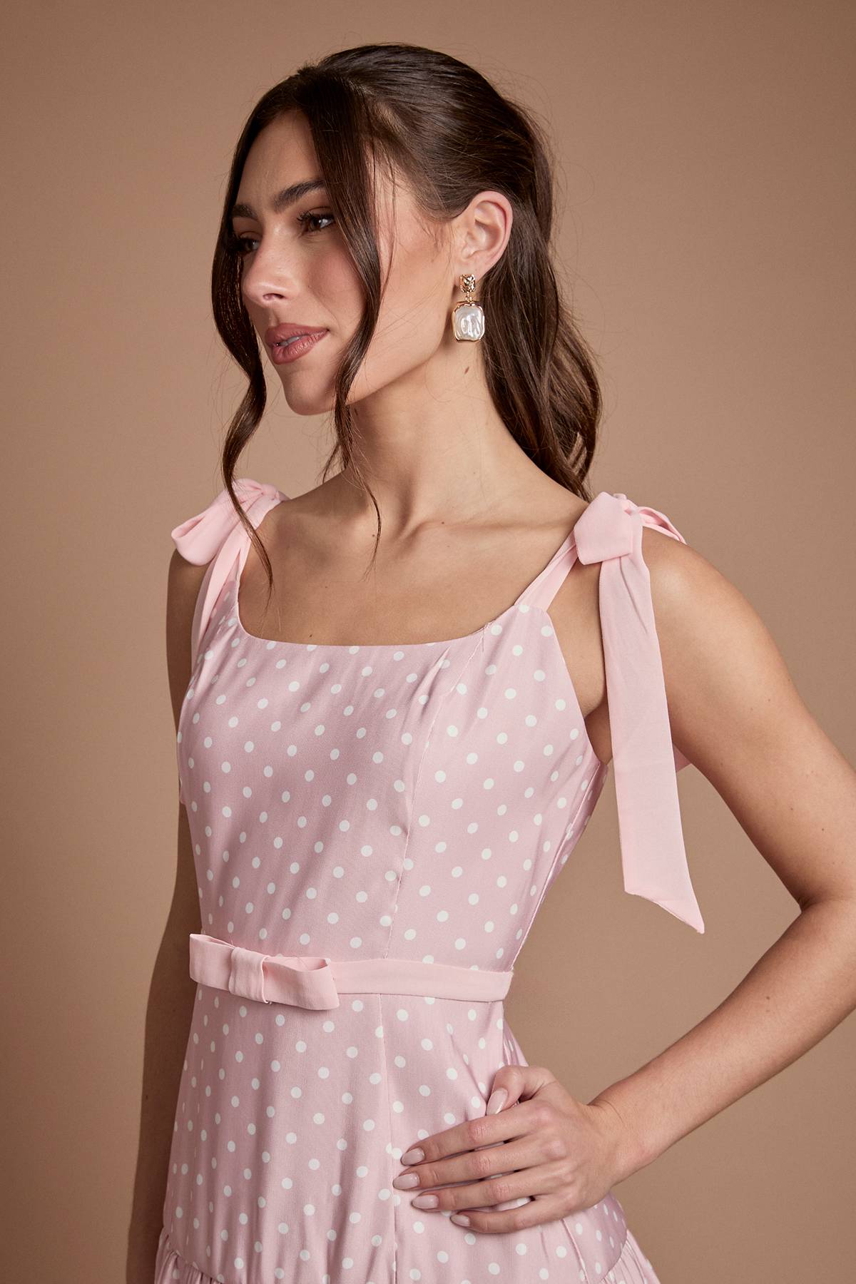 Oasis Robe Midi À Taille Basse Avec Détail Nœud