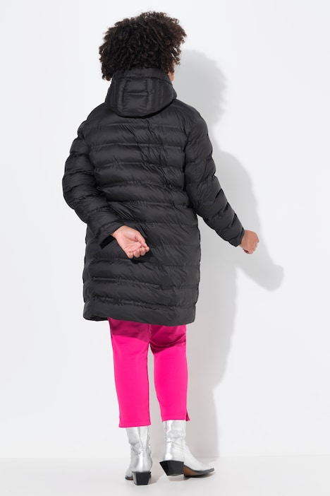 Steppmantel, Straight Fit, Kapuze, Neon-Bänder