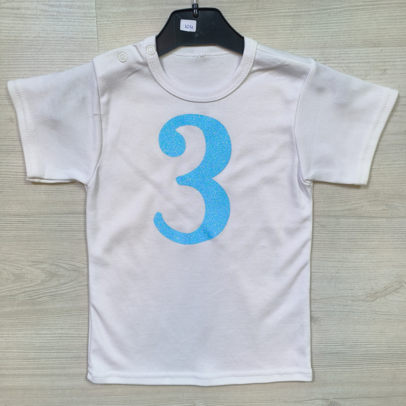Lightblue glitter 3 white tee