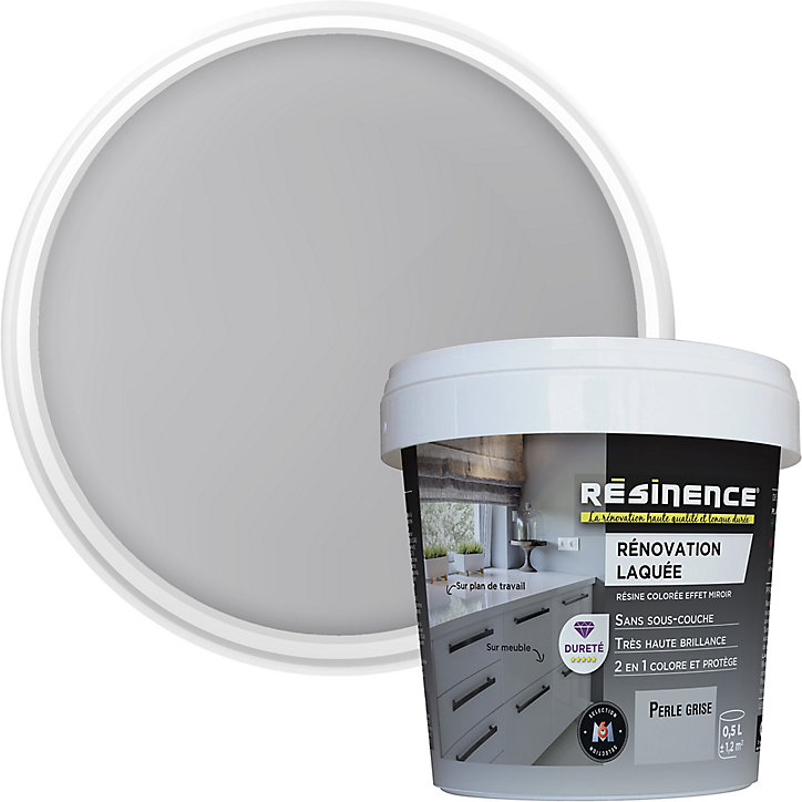 Résine multisupports Résinence Rénovation Laquée Color satin gris perle 500ml
