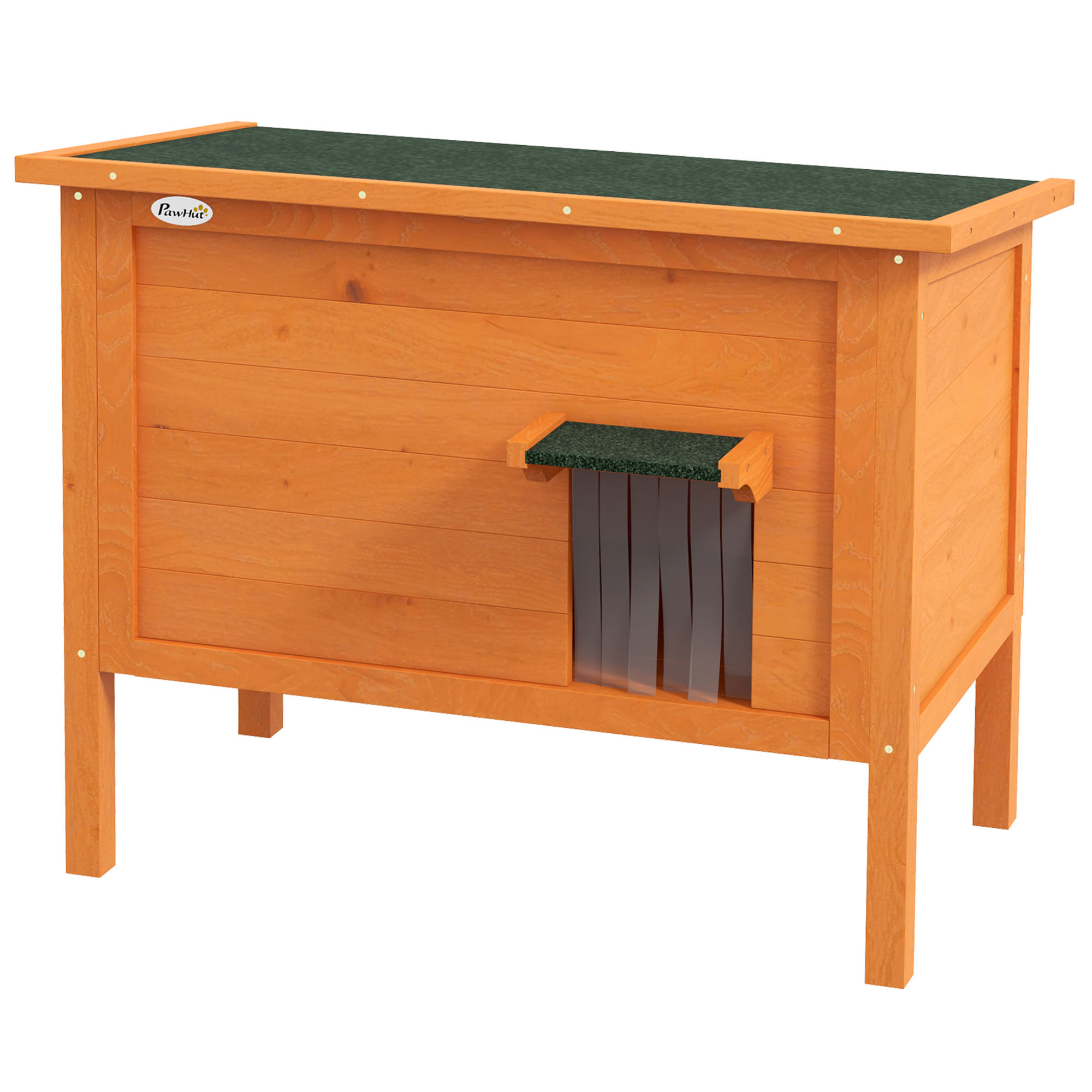 PawHut Katzenhütte mit Dach und Katzenklappe orange 85L x 50B x 68,5H cm