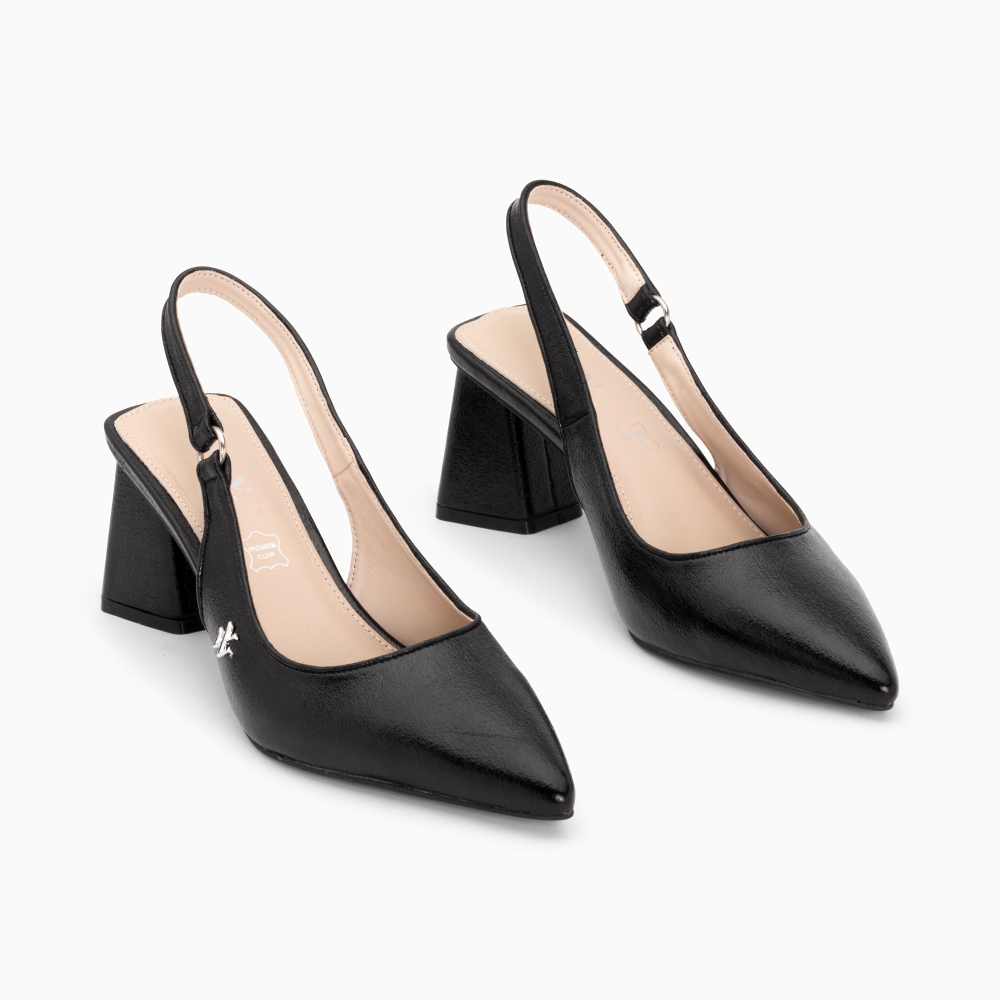 Escarpins-Escarpins slingback Lara noirs à bout pointu