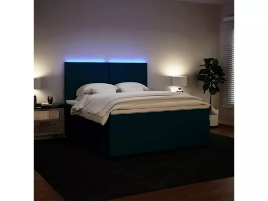 Sommier à lattes de lit et matelas bleu 180x200 cm velours
