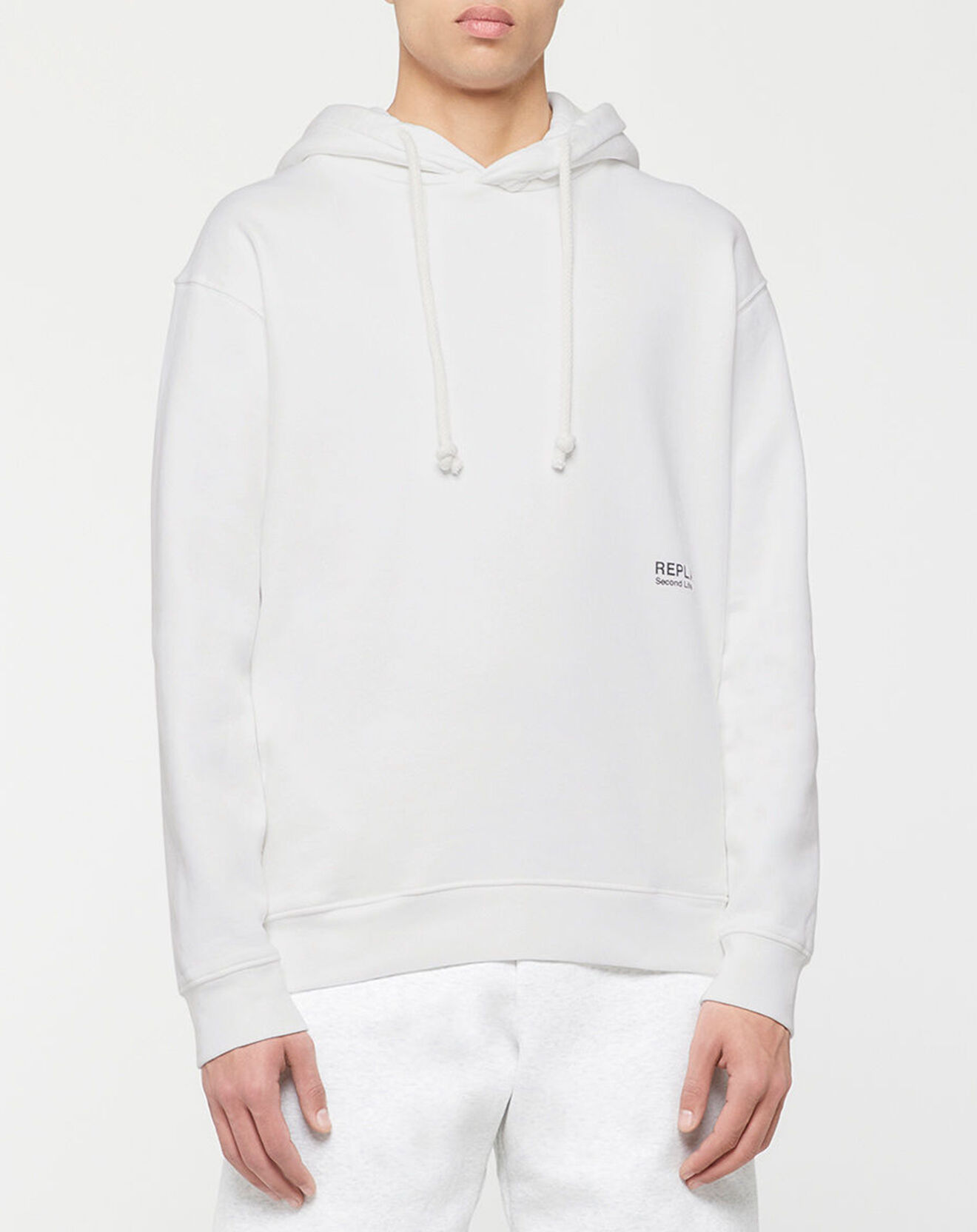 Replay Sweat Chalk Logo Down blanc