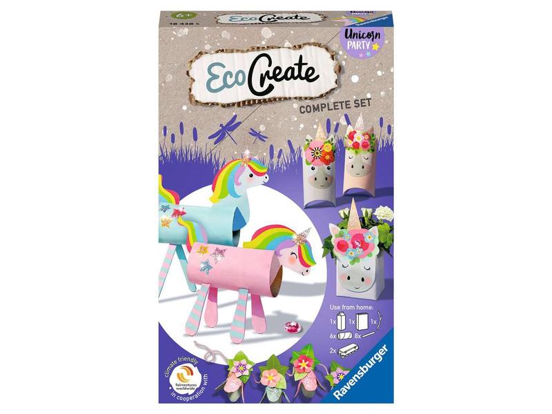 Ravensburger Bastelset EcoCreate «Unicorn Party» Einzigartige Upcycling Projekte basteln