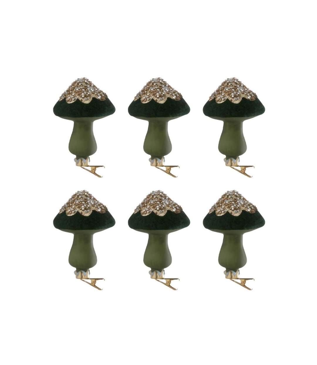 Paris Prix - Lot De 6 Sujets De Noël champignon 10cm Vert
