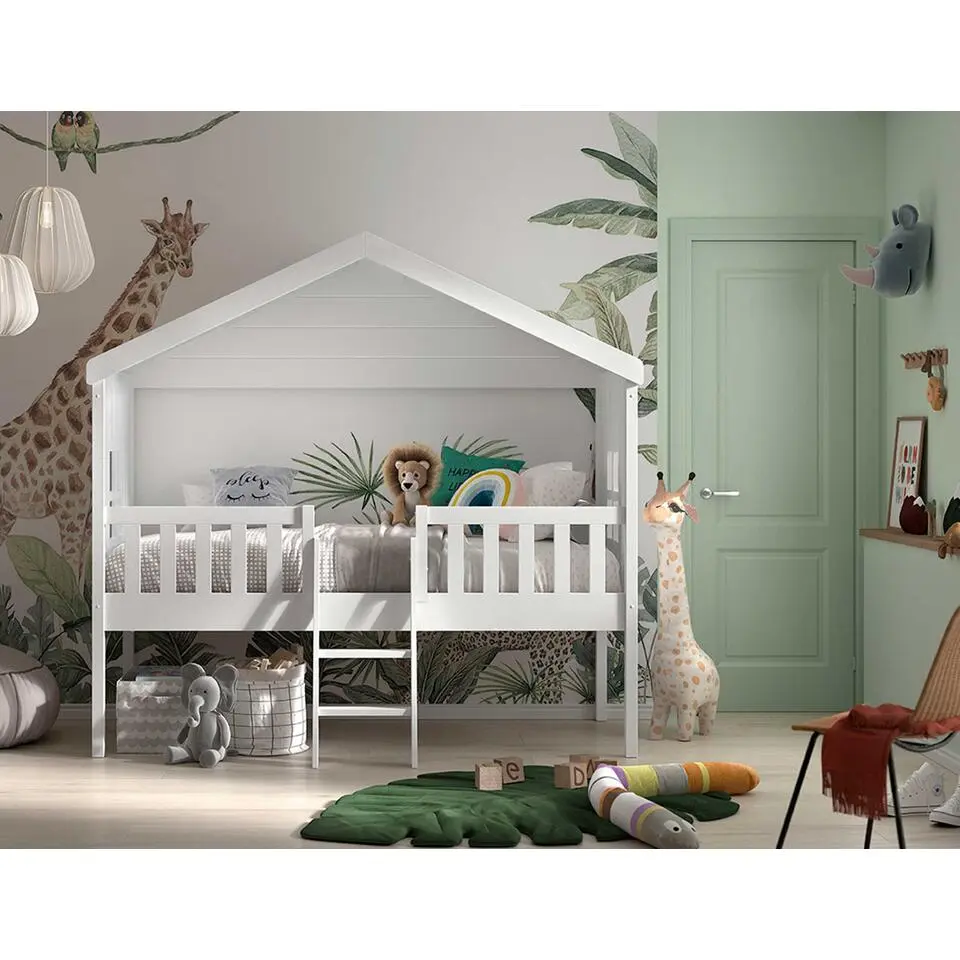 Bedhuisje Senna met ladder 90x200 cm - wit