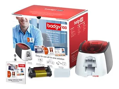 Badgy 100 - Plastikkortprinter - farve - blæksubliminering/termisk transfer - CR-80 Card (85.6 x 54 mm) - op til 225 kort/time (mono) / op til 80 kort/time (farve) - kapacitet: 40 kort - USB 2.0