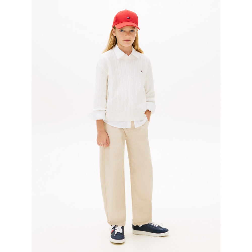 Køb Tommy Hilfiger Ivory Silk Pointelle Cable Sweater