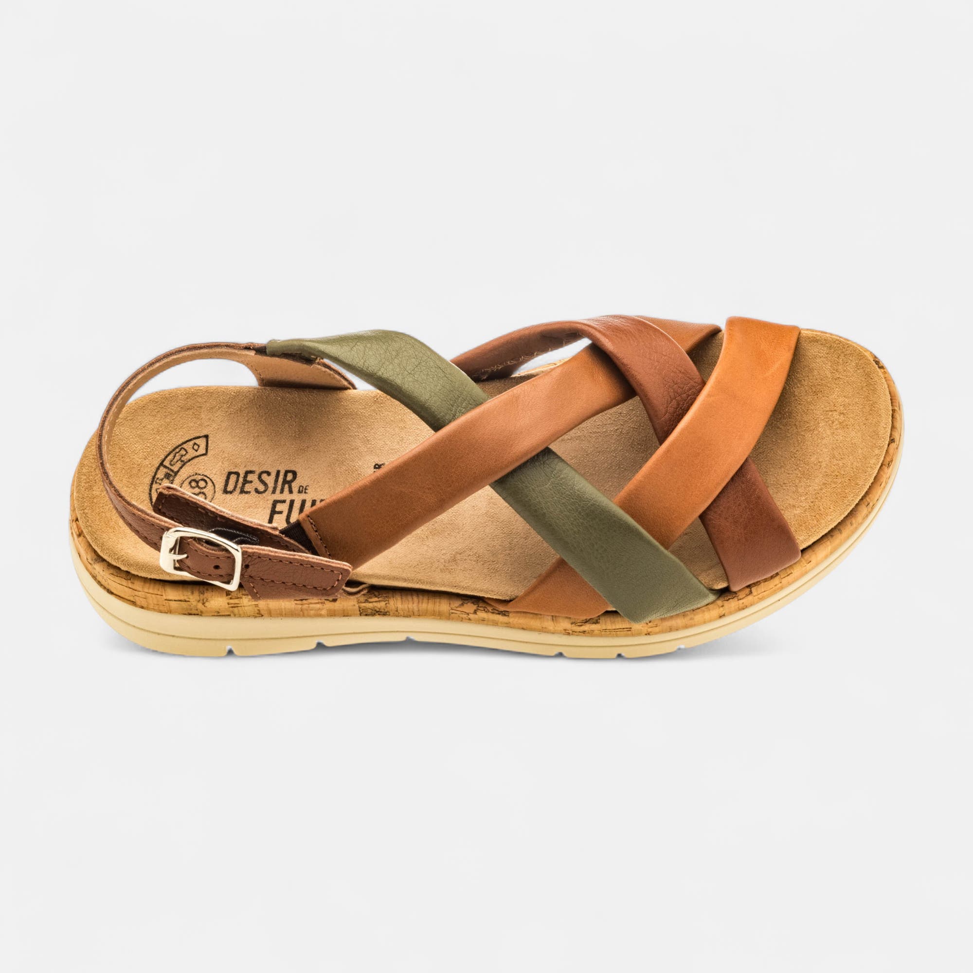 Sandales Femme en cuir cognac