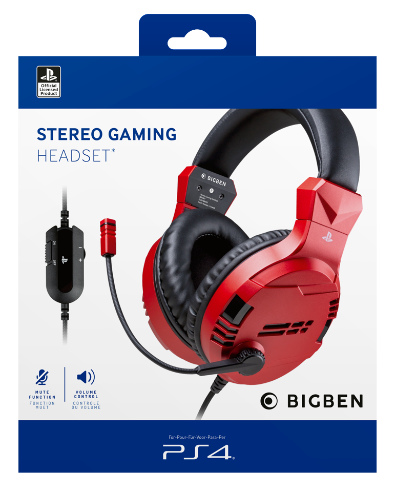 Playstation 4 HW Bigben Stereo Gaming Headset v3 (Red)