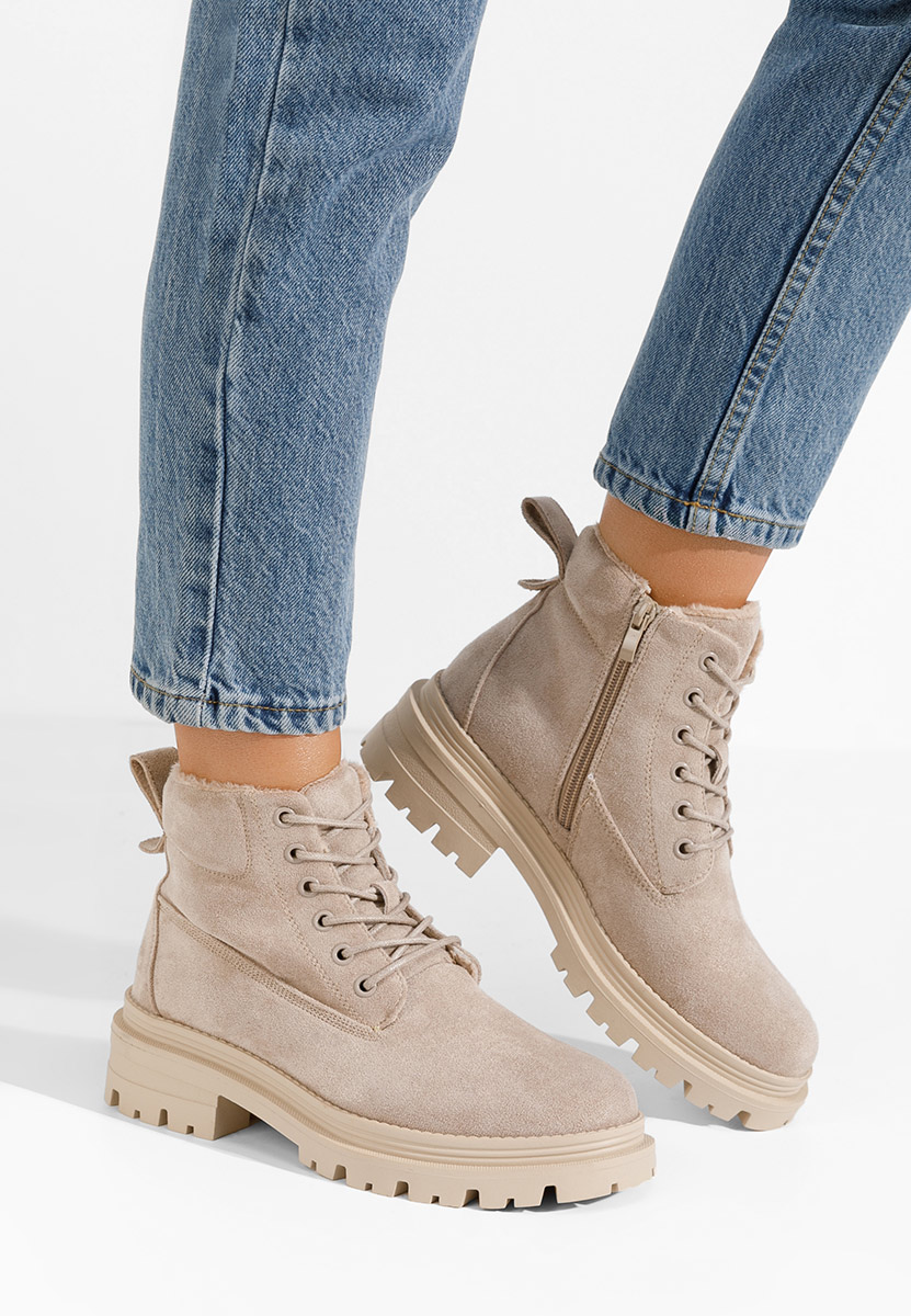 Bottines à lacets femme beige Sedria