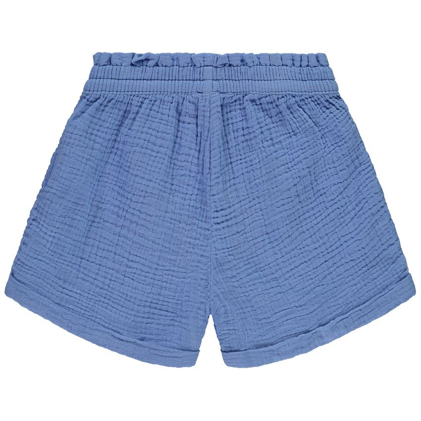 Short uni en double gaze pour fille - Bleu moyen