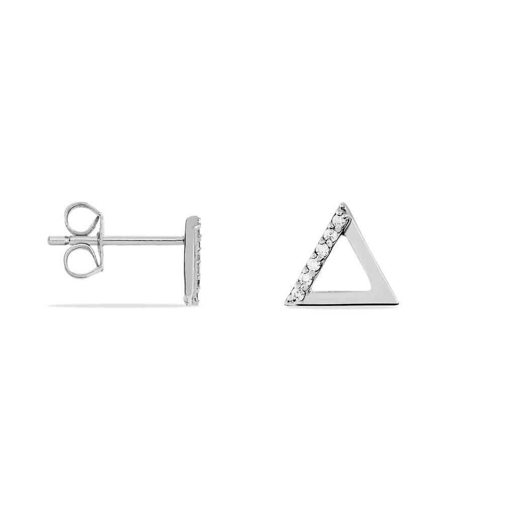 Boucles D'oreilles Puces Lorena Argent Blanc Oxyde De Zirconium