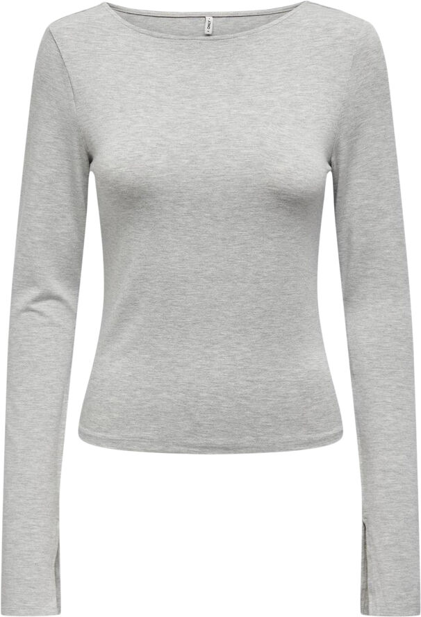 ONLY ONLFELINA L/S BOATNECK SLIT TOP CS Grå