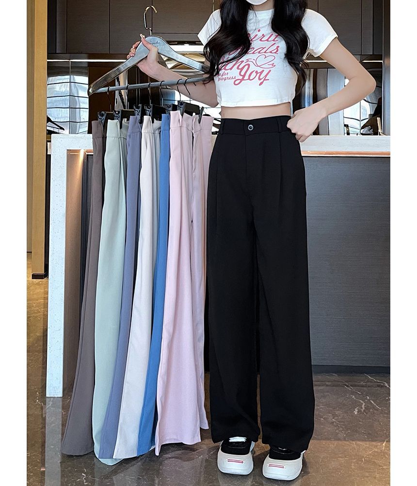 Moon City - High Rise Plain Wide Leg Broek