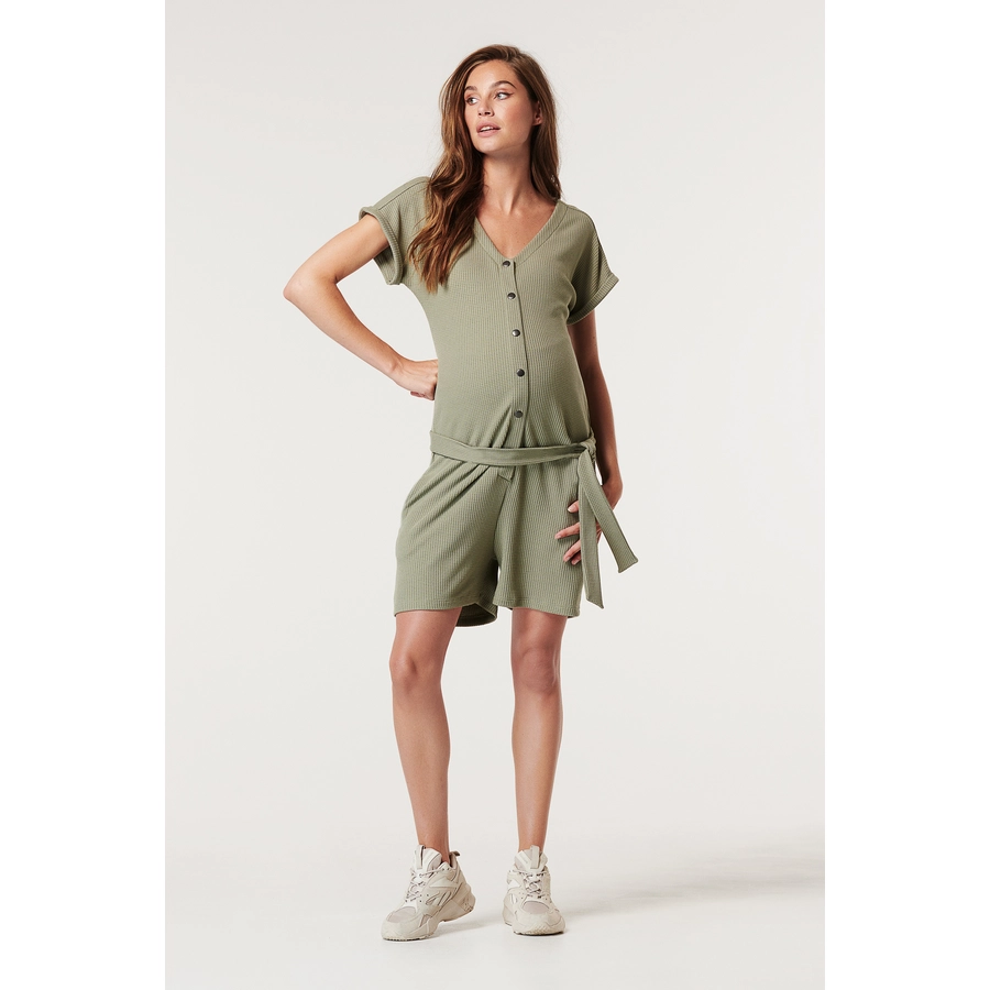 SUPERMOM Still-Jumpsuit Waffle Vetiver