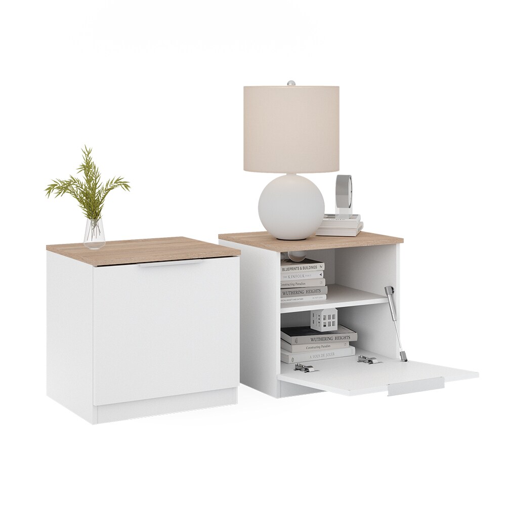 Vicco Nachttisch Betti 2er-Set, 50 x 50 cm, Weiß Sonoma mit 1 Klappe, Schlafzimmer