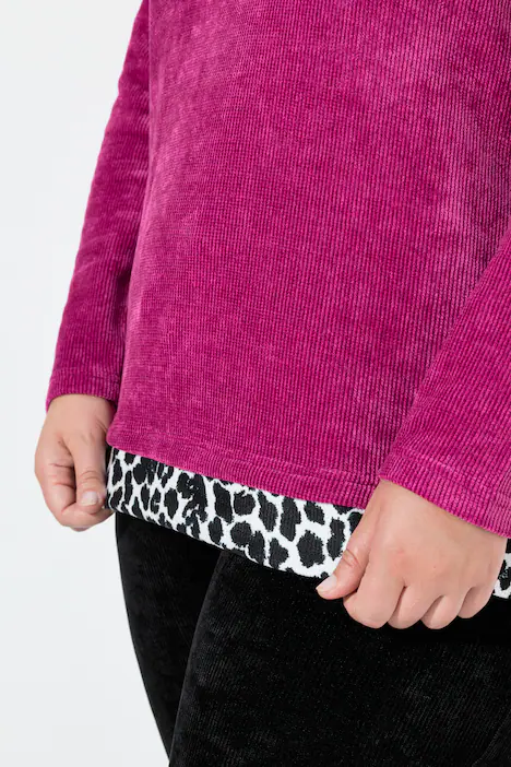 Hoodie, Kapuzensweater, Flausch-Sweat, Leo-Details, dunkles malve