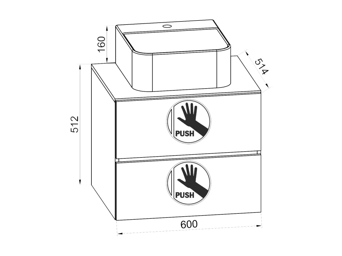 Plan de toilette 2 pièces Lavabo Lendas S BL