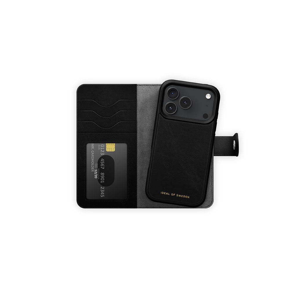 iPhone 17 Pro 2in1 MagSafe Leder Tasche   Hülle Slim Magnet Book Cover (IDMWPMS-I2561P-01) - Schwarz