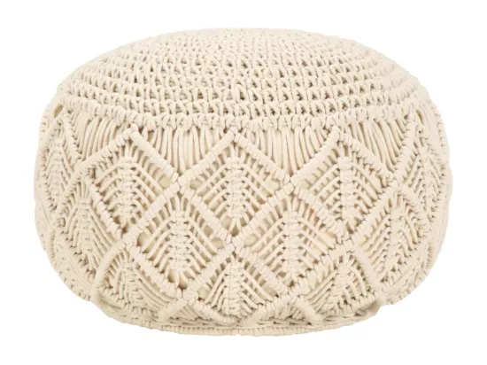 Pouf fait à la main en macramé 45 x 30 cm Coton
