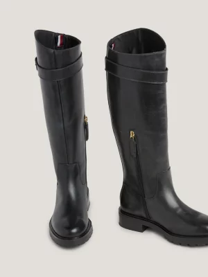 Botas de couro longas para motociclista