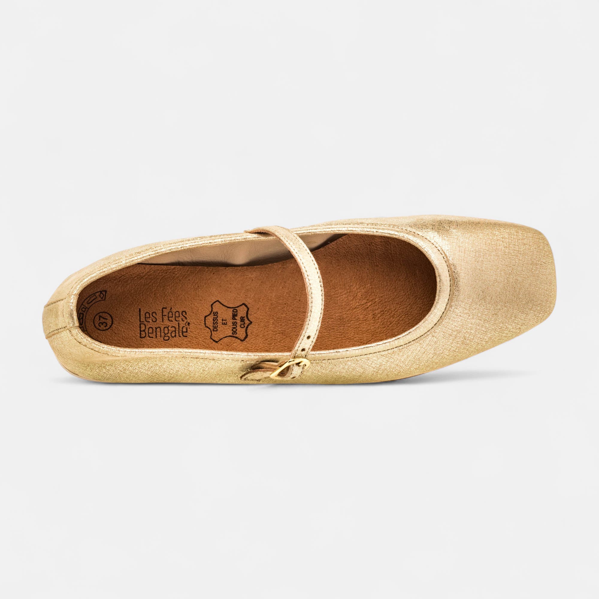 Ballerines Femme en cuir or