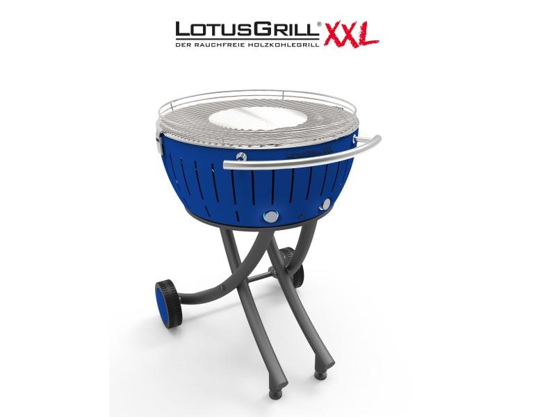 LotusGrill Holzkohlegrill XXL Tiefblau Rauchfreier Holzkohle-Grill für Garten und Balkon