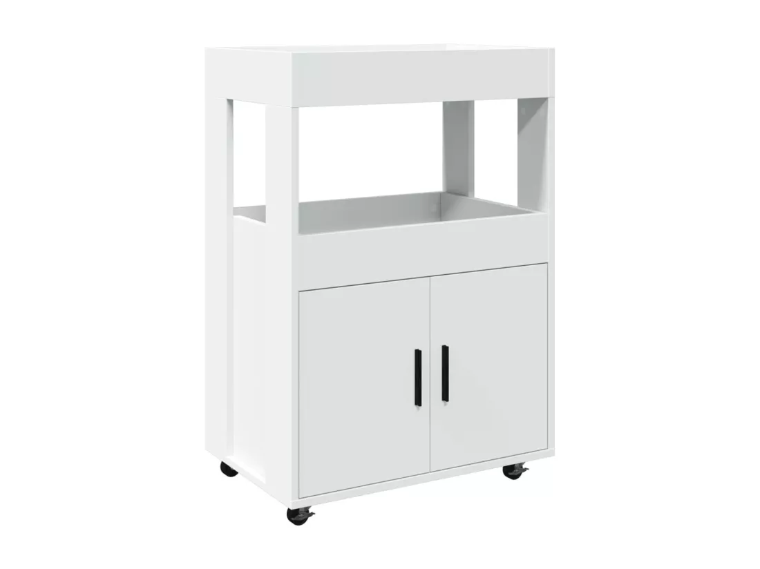 Chariot de bar blanc 60x39,5x89 cm bois d'ingénierie