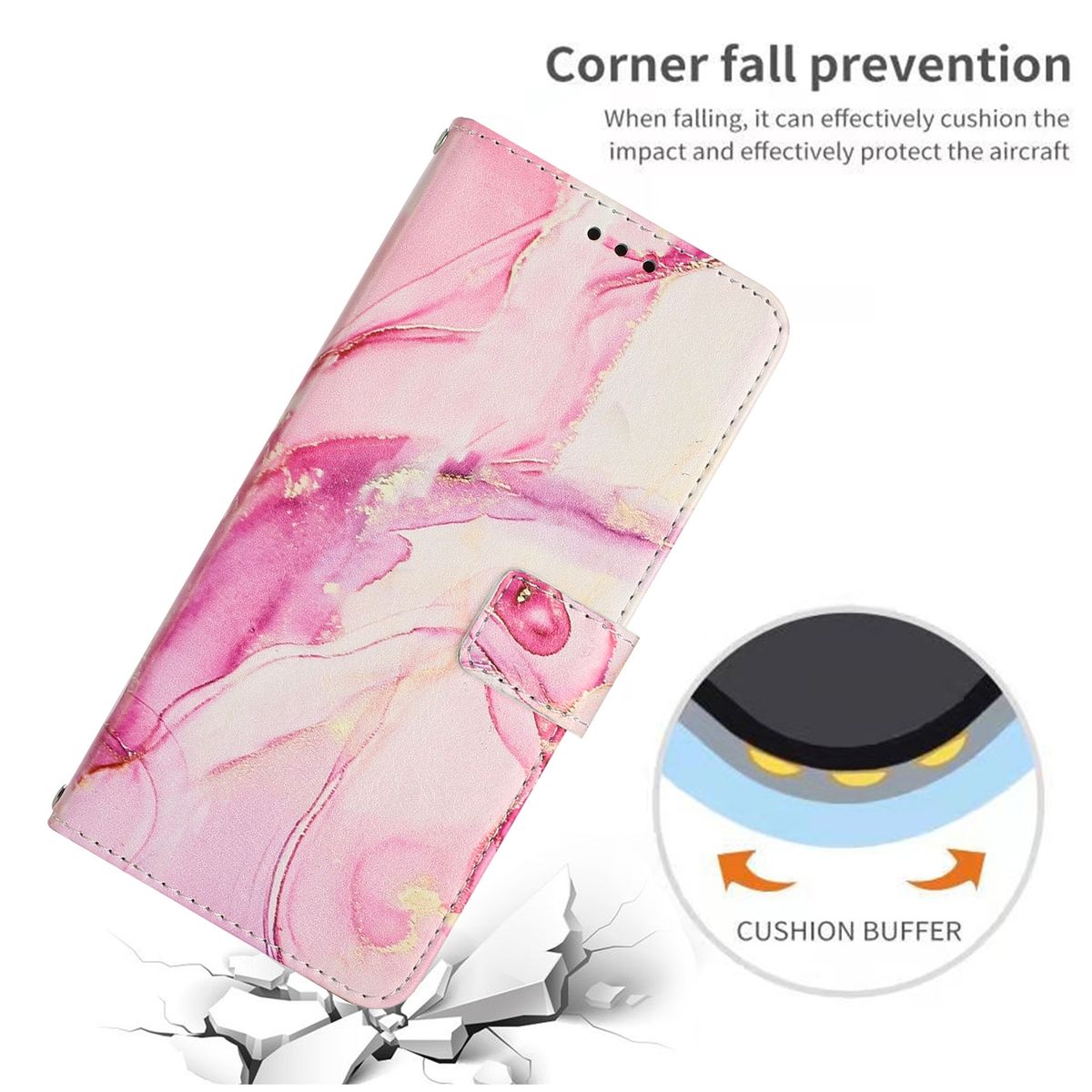 Hülle für Apple iPhone 15 Handy Schutz Case Cover Klapp Tasche Marmor Etuis Neu