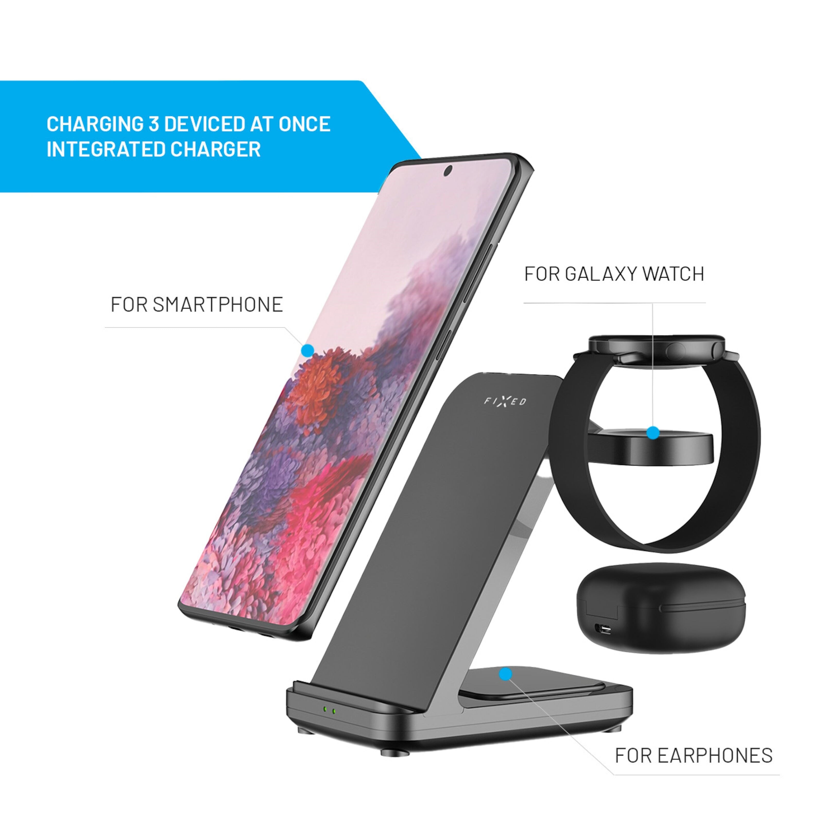 Fixed Powerstasjon 3-in-1 Ladestasjon for Samsung