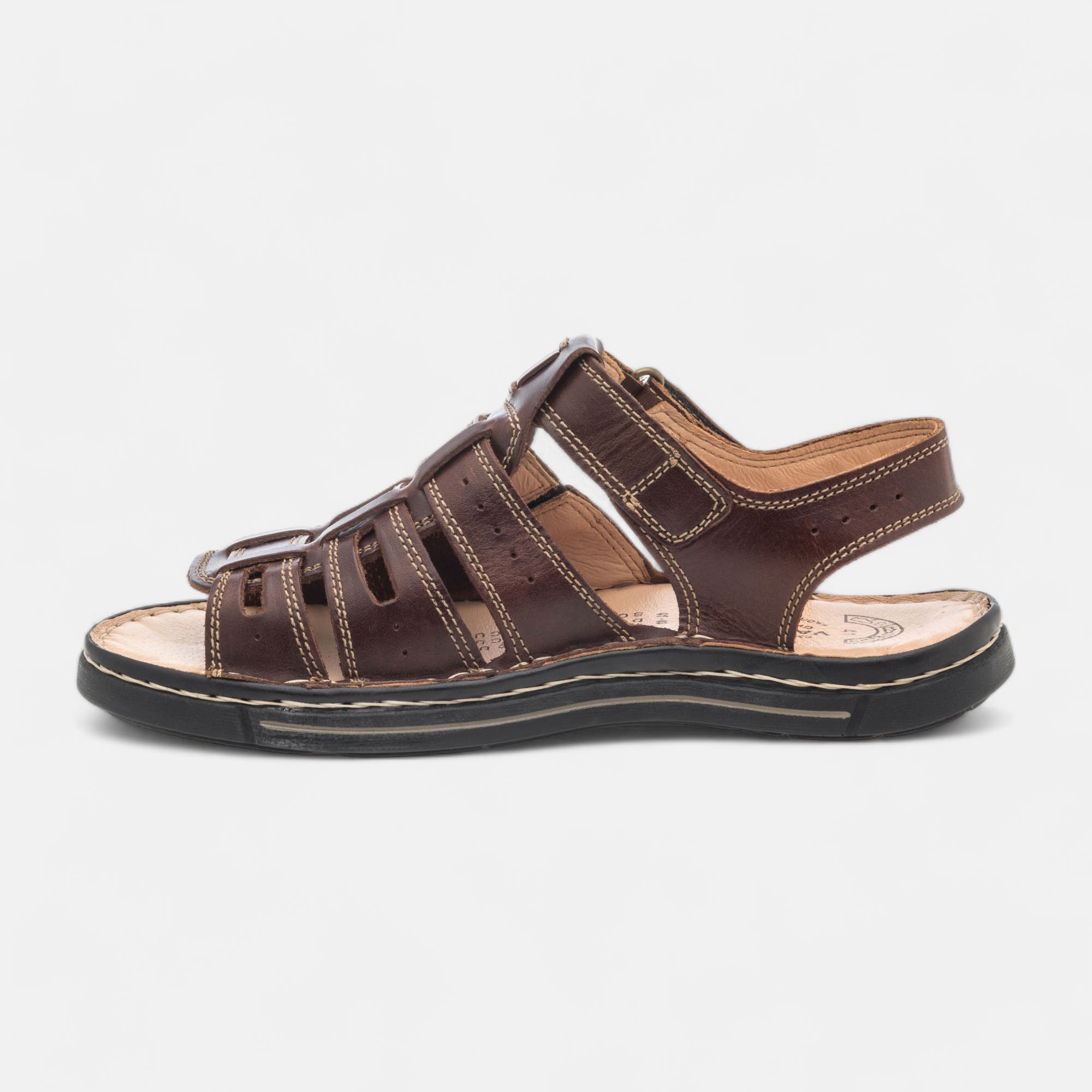 Nu-pieds confort Homme en cuir marron