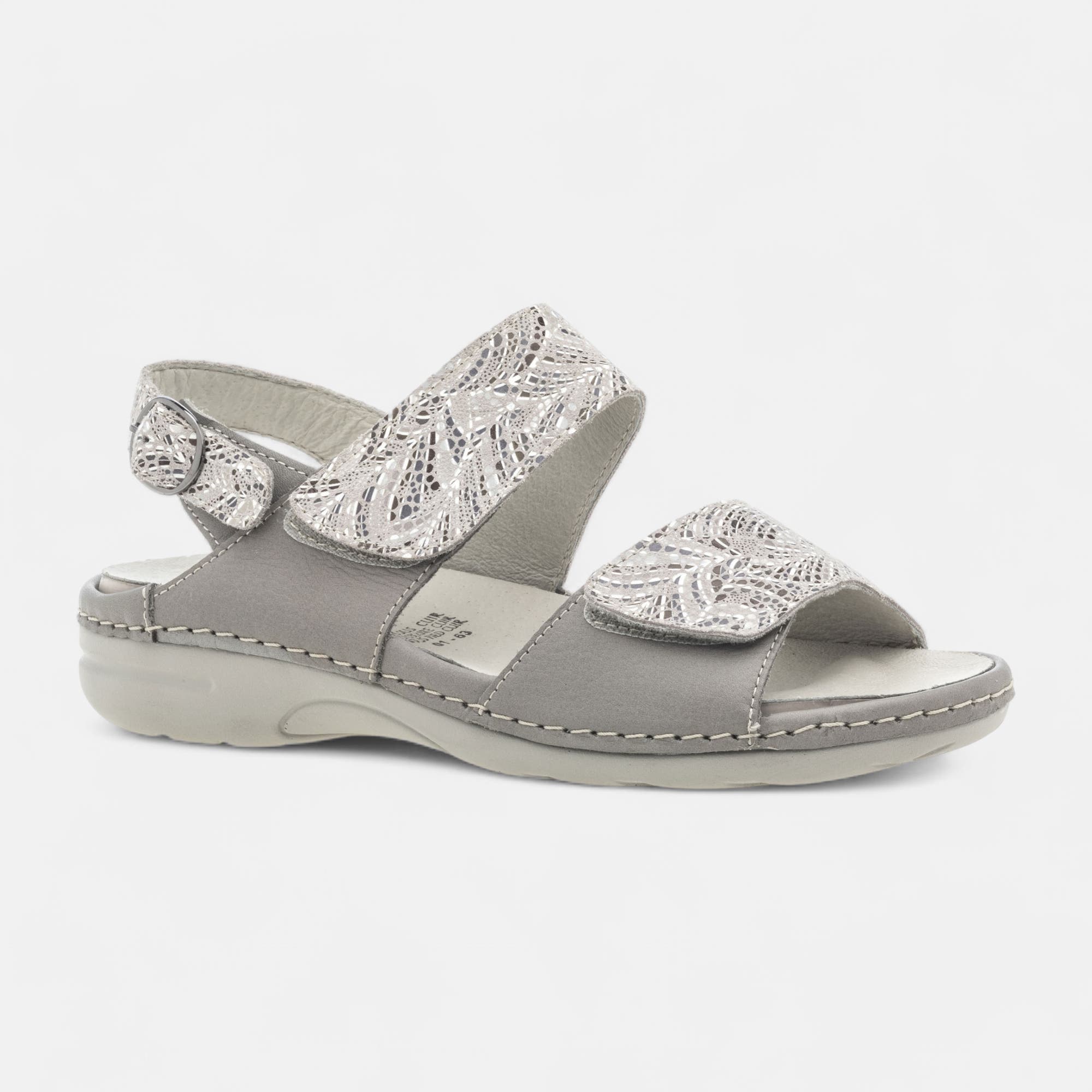 Nu-pieds confort Femme en cuir gris