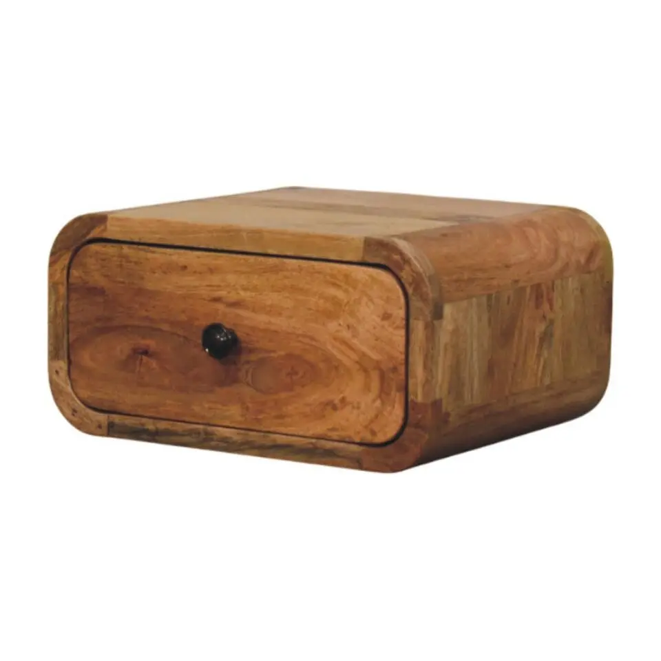 Avora Mini Wandgemonteerde Oak-ish Nachtkastje, 1 Lade, Beige
