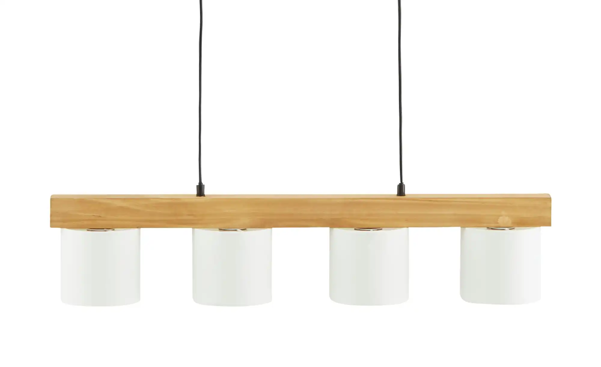 Trio Pendelleuchte, 4-flammig, Holz/ Stoffschirm weiß