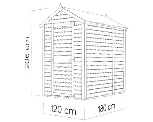 Alopex Medium tuinhuis met vloer, 134 x 190 cm, natuurlijke afwerking
