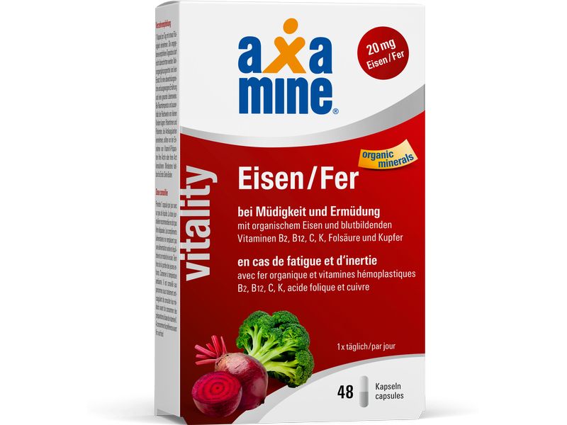 Axamine Eisen 48 Kapseln Eisenpräparat mit Gemüsepulver