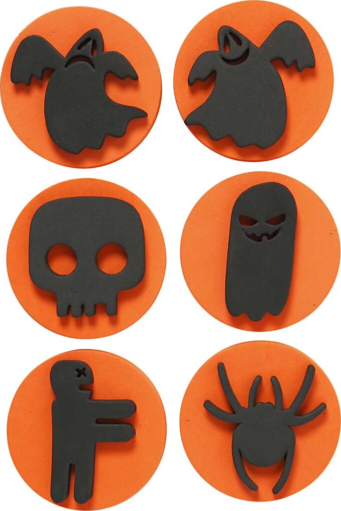 Skumstempler - Halloween - Ø 7,5 CM - Tykkelse 2,5 CM - 6 Stk