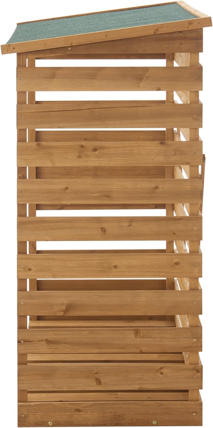 [en.casa] Brennholzunterstand aus Tannenholz 123 x 116 x 64 cm Kaminholzregal Außen Garten Feuerholzregal mit Wetterschutz Unterstand für Kaminholz Naturfarben