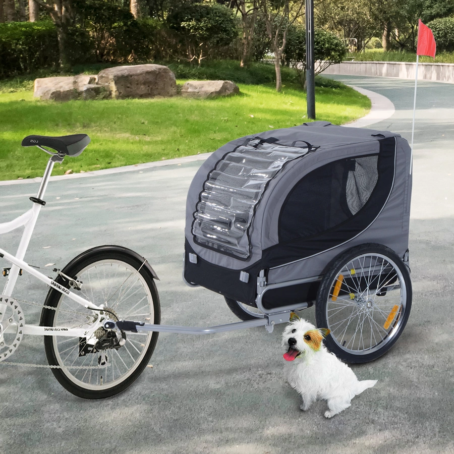 PawHut Fahrradanhänger für Hunde grau